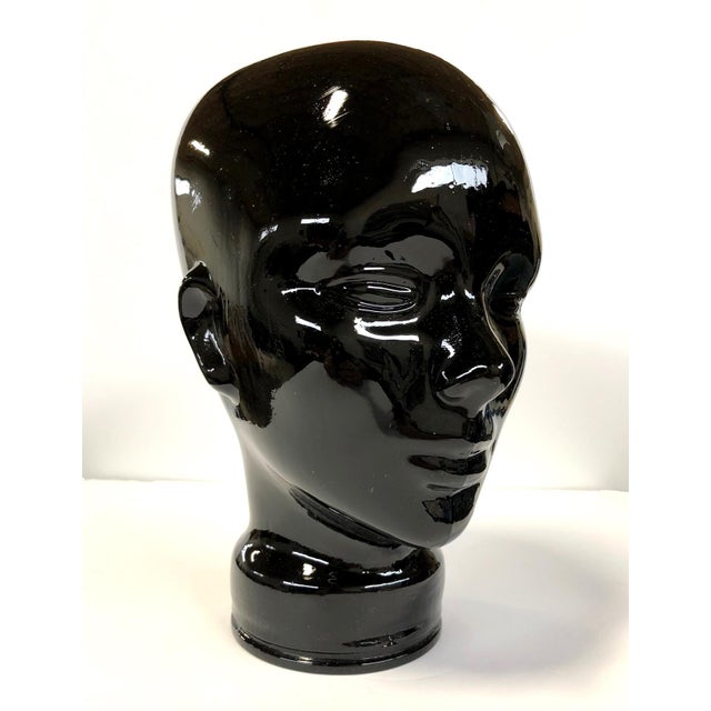 Vintage Black Glass Head Sculpture Chairish