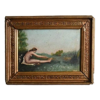 French Symbolist Artist, Nude Bather, 1900s, Painting, Framed For Sale
