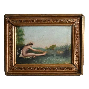 French Symbolist Artist, Nude Bather, 1900s, Painting, Framed For Sale