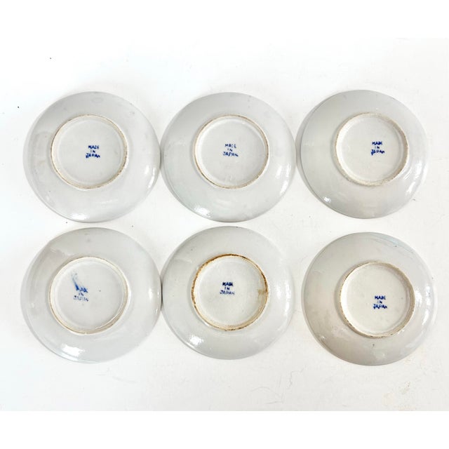 Ceramic Antique Blue Willow Butter Pat Plates – Chinoiserie Blue & White – Set of 6 For Sale - Image 7 of 12