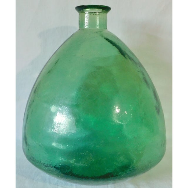 Very Large Heavy Vintage 28" Green Rounded Triangular Shaped Glass Bottle Floor Vase Chairish