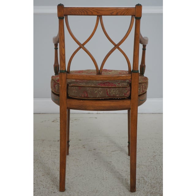 Adams Paint Decorated Cane Seat W. Cushion Armchair For Sale - Image 4 of 18