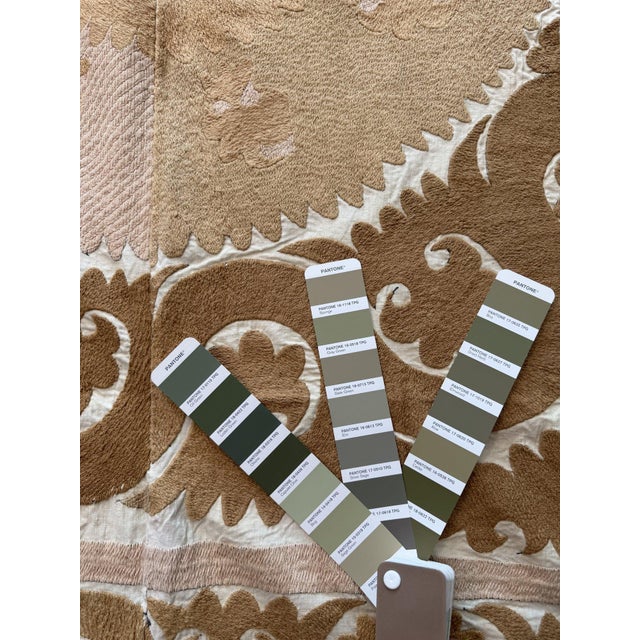 Hand-Embroidered Neutral Tan Suzani Wall Hanging For Sale - Image 9 of 9