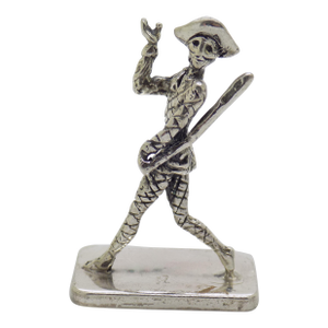 Vintage Italian Handmade Genuine Silver Harlequin Carnival Character Commedia Dell'Arte Figurine