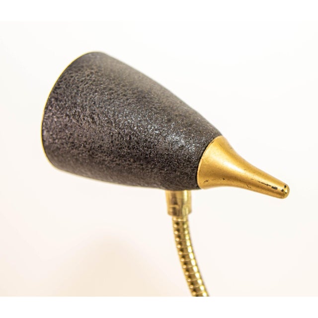 Mid-Century Modern Brass Gooseneck Desk Lamp, Black & Gold, Usa, Circa 1950s For Sale - Image 10 of 18