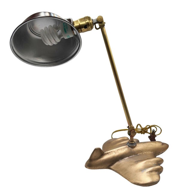 Rare 1987 Brass-Tone Art Deco Style Dc-3 Airplane Table Lamp, by Sarsaparilla For Sale - Image 10 of 12