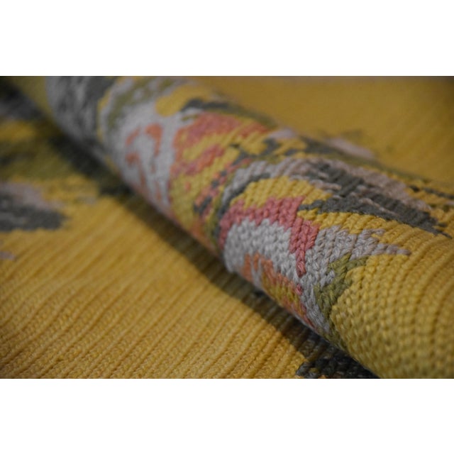 20th Century Yellow Arraiolos Rug with Pink and Green Flowers, Portugal, 1900s For Sale - Image 16 of 18