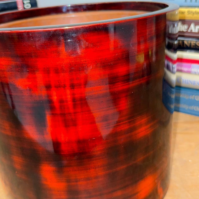 Paint Crimson Red Wood Hibachi with Removable Terracotta Liner For Sale - Image 7 of 11