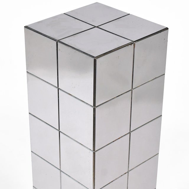 Chrome Patchwork Pedestal in the Manner of Paul Evans For Sale In Chicago - Image 6 of 9