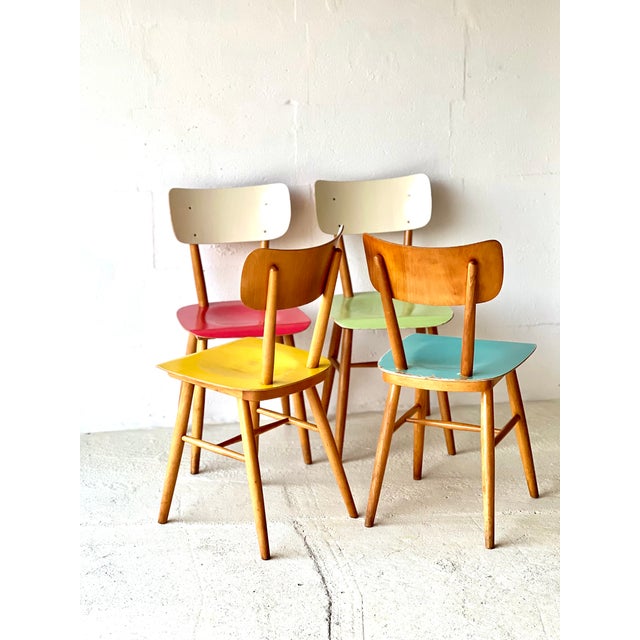 Vintage Dining Chairs from Ton, 1950, Set of 4 For Sale - Image 14 of 18