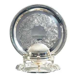 Vintage Alpha Plate Viners of Sheffield England 6.5” Roller Breakfast/Muffin Warmer W/Pierced Insert For Sale