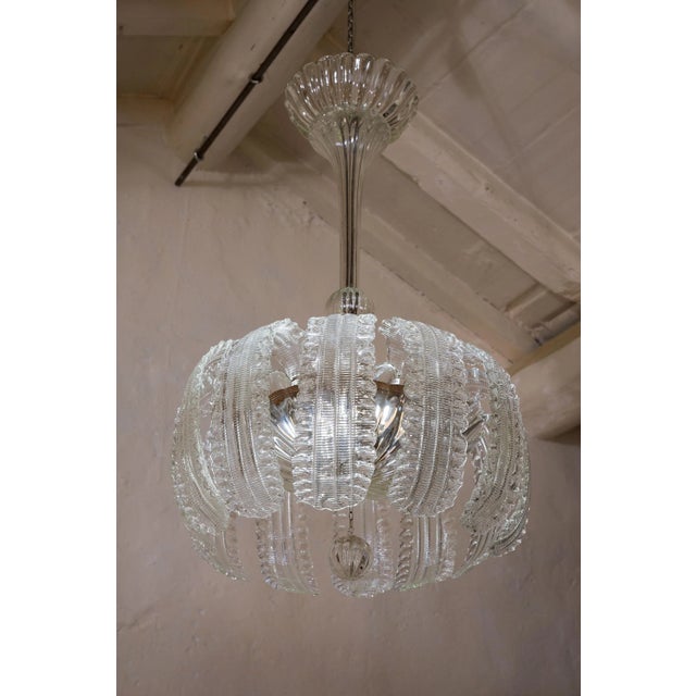 1930s Art Deco Hanging Lamp in Murano Glass by Ercole Barovier for Barovier & Toso, 1930s For Sale - Image 5 of 12