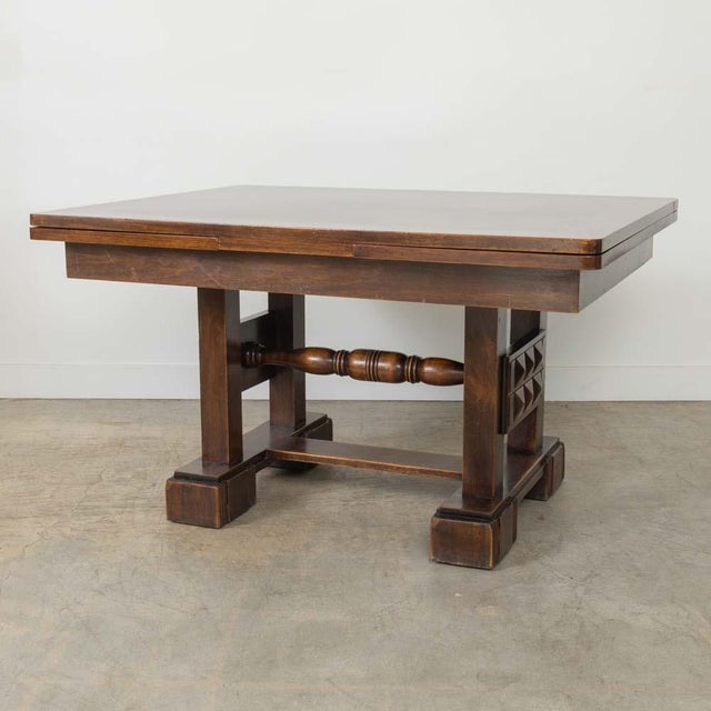 1940s Mid 20th Century French Oak Extendable Dining Table Attributed to Charles Dudouyt For Sale - Image 5 of 18