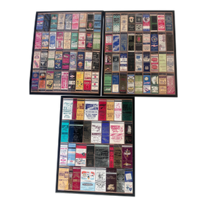 Collection of 3 Handmade Framing of 103 Vintage Matchbooks From the 30-40’s in Excelllent Condition. (Two Frames With 36 Units and 1 Frame With 31 Un)