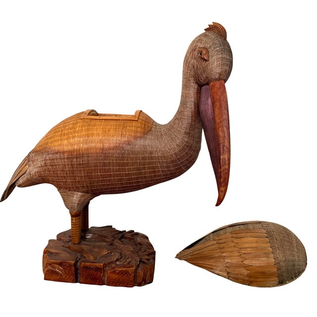 Shanghai Handicrafts Large Woven Wicker Pelican Box For Sale - Image 4 of 12