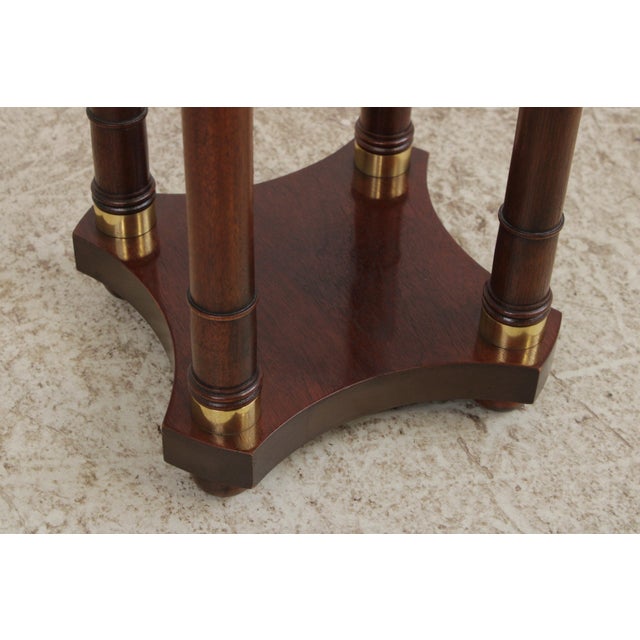 1980s Baker Pair of Mahogany Round Plant Lamp Stands For Sale - Image 5 of 12