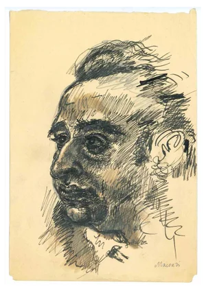 Mino Maccari, The Portrait, Original Drawing, Mid-20th-Century