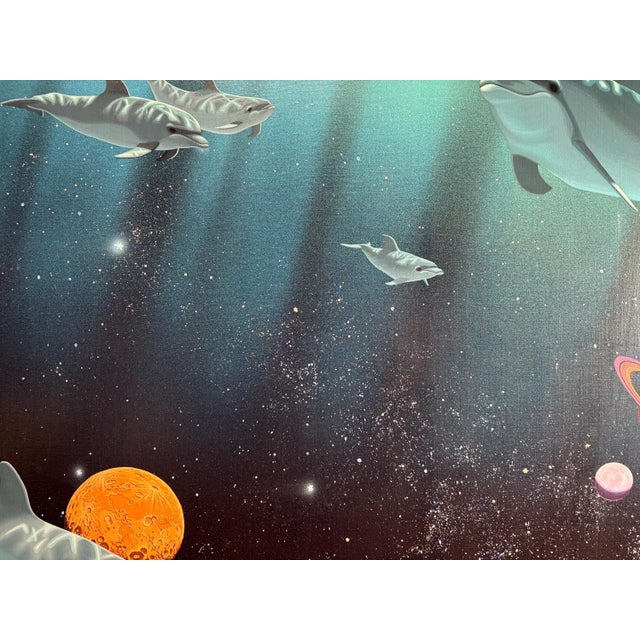 Blue William Schimmel Jr. "Passage of the Dolphin" Original Oil Painting, Signed 1987, 30x40 For Sale - Image 8 of 10