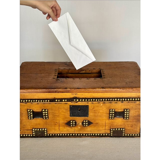 1900s Antique Trunk With Leather and Brass Details For Sale - Image 9 of 9