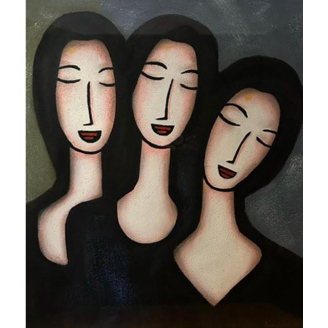 Late 20th Century Modern Expressionist 3 Female Heads Oil on Canvas Signed “Atwood” For Sale In Seattle - Image 6 of 6