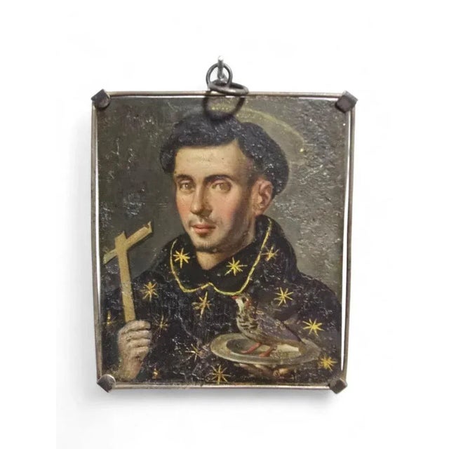 Double-Sided Diptych with Saint Nicholas of Tolentino & Virgin and Child, 1650, Oil on Copper For Sale - Image 9 of 13