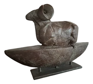 Bronze Ram on Boat by Christoph Fischer, Worpswede, 1997