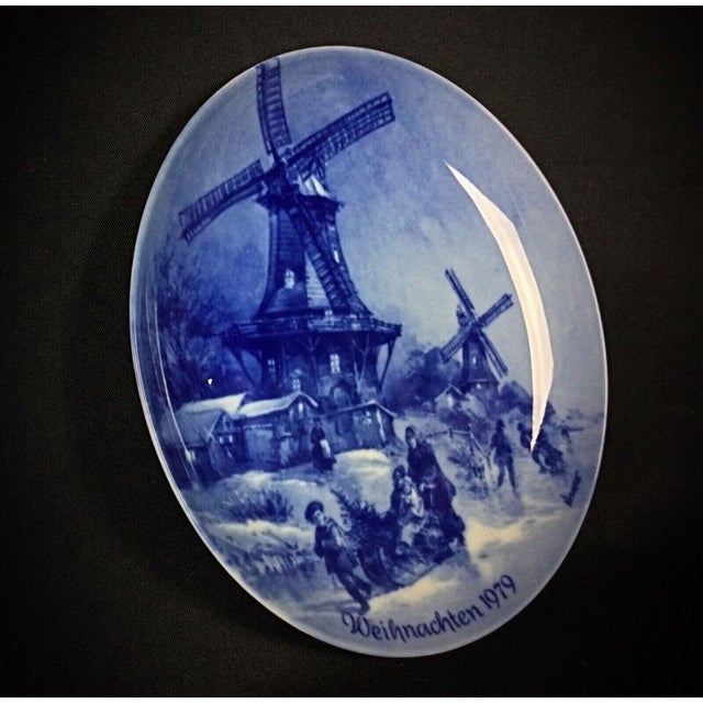 Blue Vintage Wall-Mounted Porcelain Decorative Plate – "Christmas Eve" For Sale - Image 8 of 8