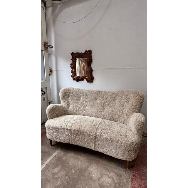 1950s Danish Sofa in Shearling Sheepskin by Alfred Christensen, 1950 For Sale - Image 5 of 7