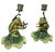 Metal Pair of Vintage Whimsical Ceramic and Bronze Patinated Metal Musical Frog Candle Holders For Sale - Image 7 of 12