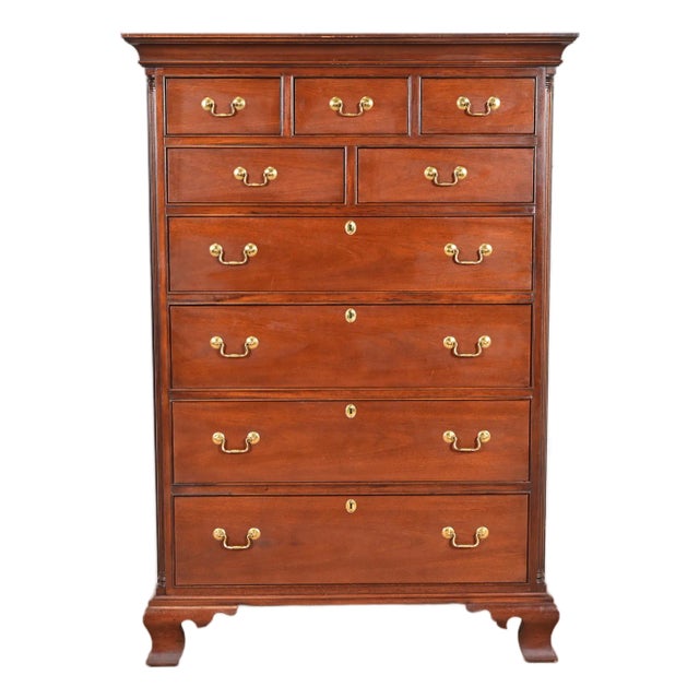 Hickory Chair Georgian Carved Mahogany Highboy Dresser For Sale