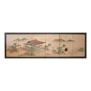 C. 1800s Edo to Meiji Era "The Tale of Genji", Japanese Yamato-E Style Byobu Screen For Sale