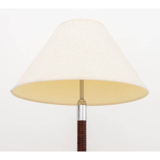 Mid 20th Century Metalarte Rattan Wrapped and Chrome-Plated Table Lamp For Sale - Image 5 of 7