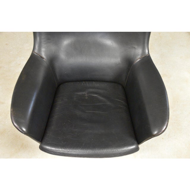 Animal Skin 1960s h.w. Klein Bramin Leather Black Lounge Chair and Ottoman For Sale - Image 7 of 13