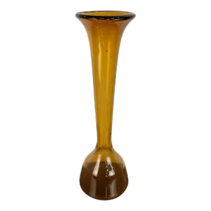 Mid Century Modern Vintage Blenko Floor Vase Amber Blown Glass