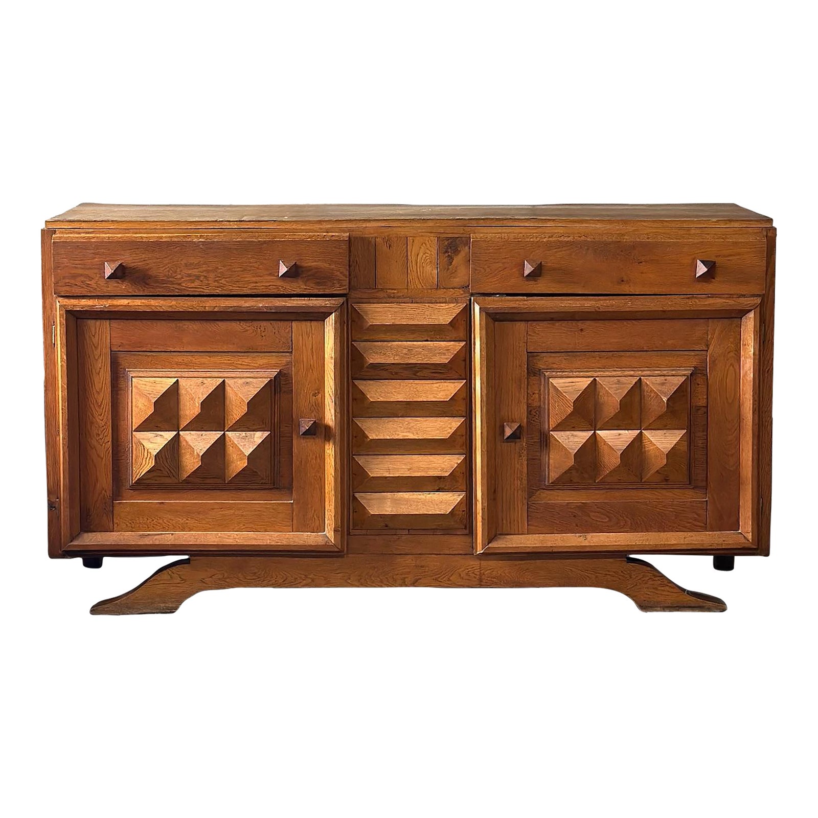 1940s Charles Dudouyt Blonde Oak Sideboard, Attributed | Chairish