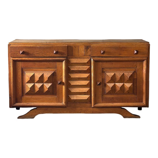 1940s Charles Dudouyt Blonde Oak Sideboard, Attributed For Sale