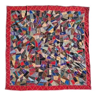 Late 19Thc Velvet & Wool Crazy Quilt For Sale
