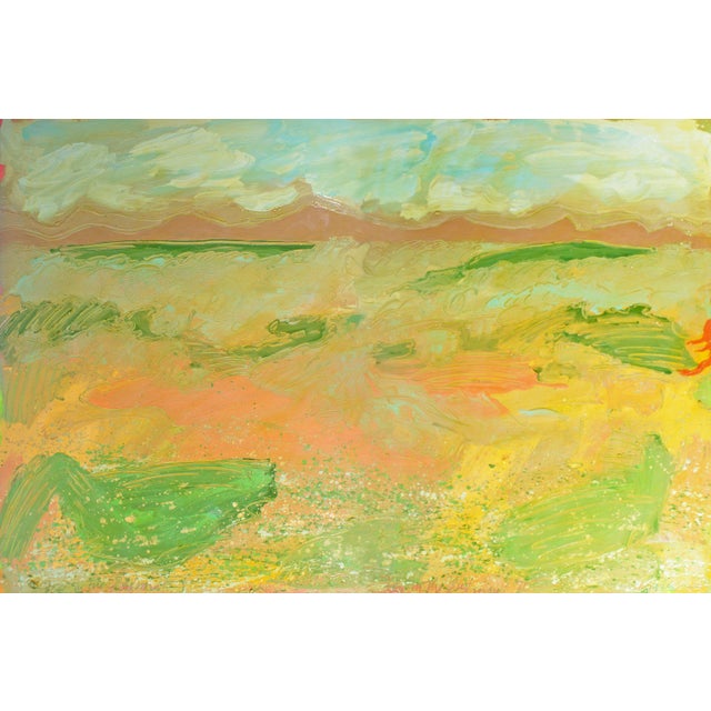 A 1985 acrylic on paper diptych painting by American artist Harry Hilson (1935-2004). Titled "Fog in the Piedmont," this...