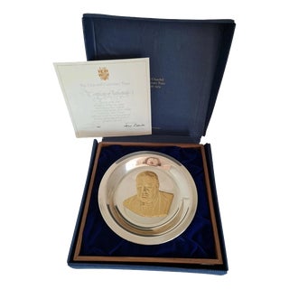 Sterling Silver Winston Churchill Centenary Dish by John Pinches, 1974 For Sale