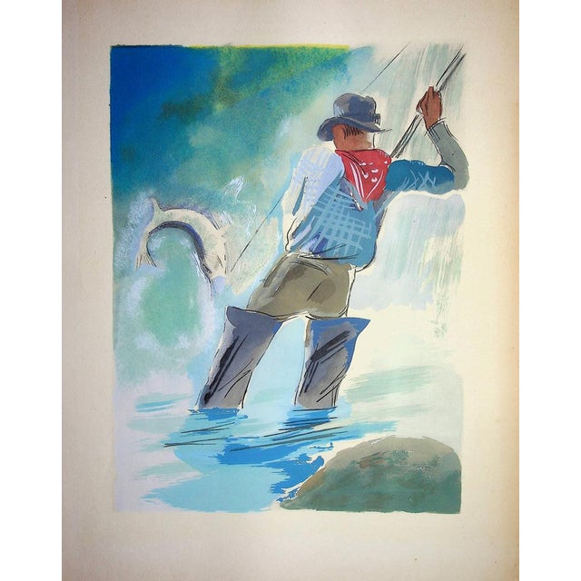 Milivoj Uzelac, Sport Fishing, 1932, Original Lithograph For Sale - Image 5 of 5