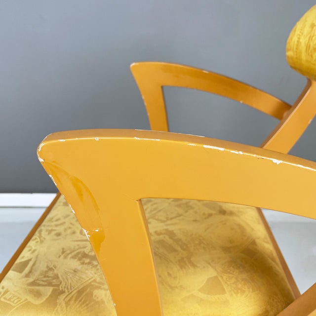 Italian Modern Yellow Fabric and Wooden Chair from Bros/S, 1980s For Sale - Image 13 of 18