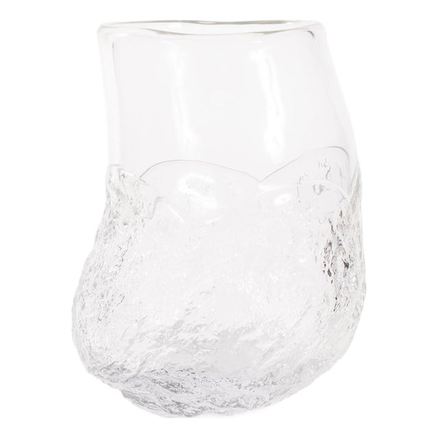 Portage Ice Clear Abstract Glass Vase- Medium For Sale