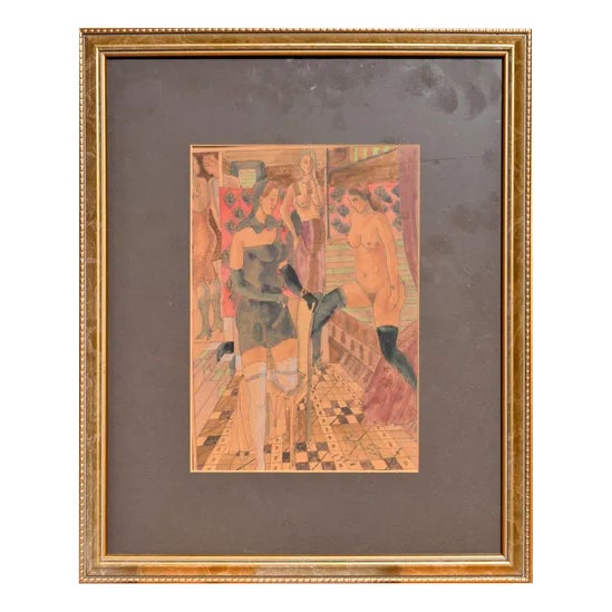 The Women Were Puking, 20th Century, Mixed Media on Paper For Sale