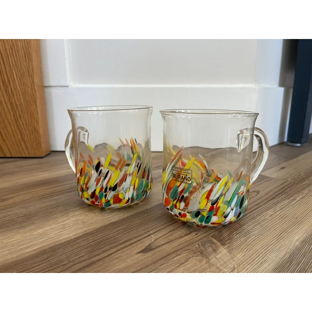 Pair of Hand-Blown Murano Glass Mugs