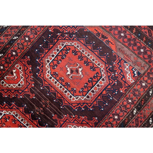 Navy Blue 1920s, Antique Hand-Knotted Afghan Baluch Rug 3.8' X 6.9' For Sale - Image 8 of 11