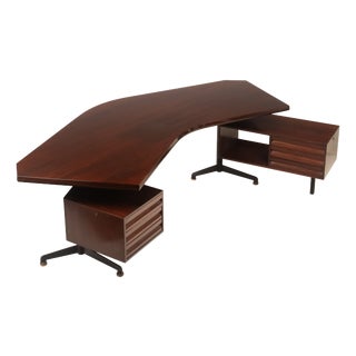 First Edition T96 Rosewood Boomerang Desk by Osvaldo Borsani for Tecno, 1950 For Sale