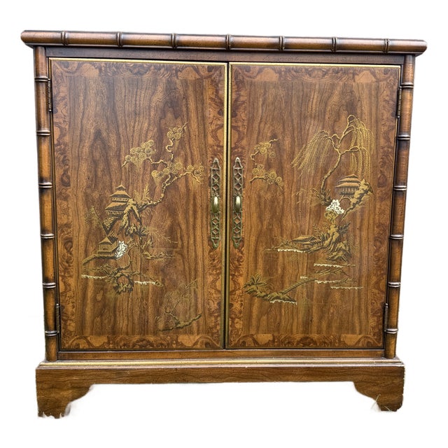 1960s Asian Bar Cabinet in the Style of Henri Link For Sale