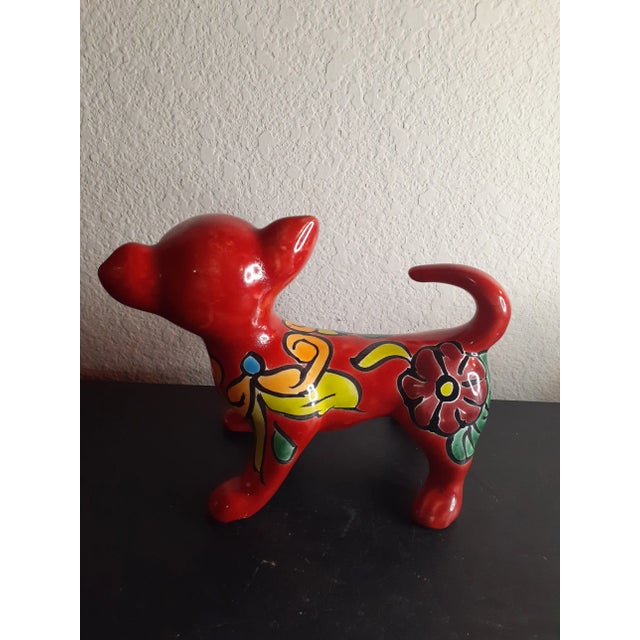 1970s Gorgeous Mexican Folk Talavera Art Doggie Figurine. For Sale - Image 5 of 7