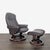 Modern Stressless Ekornes Lounge Chair With Ottoman – Dark Brown Leather & Wood Base For Sale - Image 3 of 13