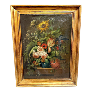 Antique Dutch Floral Still Life Signed “A. van Sijnkens”, 19th C or Older